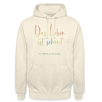 Das Leben ist schön- bunt - Unisex Hoodie - Vanille-Milchshake - Vorne - Alina (178cm) & Michal (187cm)