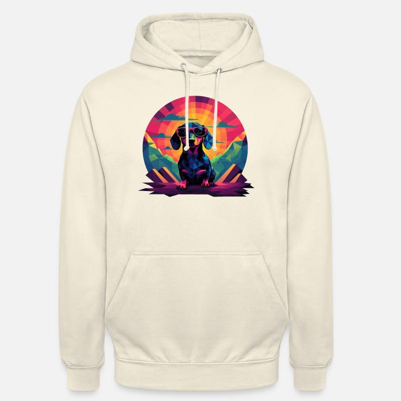 Synthwave Dachshund (no1) - Sweat-shirt à capuche unisexe - vanille