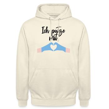 Ich putze mit Herz Liebe - Unisex Hoodie - Vanille-Milchshake - Vorne - Alina (178cm) & Michal (187cm)