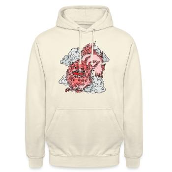 Chien Fu - Sweat-shirt à capuche unisexe - vanille - Devant - Alina (178cm) & Michal (187cm)