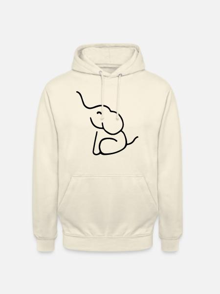 ELEFANT TATOVERING BABY KUFFERT SIDDER TEGNING LINJE - Hættetrøje unisex - vaniljemilkshake