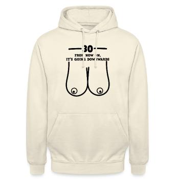 Anniversaire de 30 ans affaissement énonciation drôle - Sweat-shirt à capuche unisexe - vanille - Devant - Alina (178cm) & Michal (187cm)