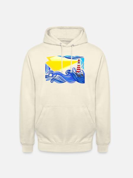 stormy sea with lighthouse - Unisex Hoodie - vanilla