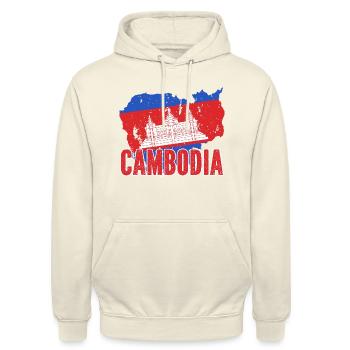 Kambodscha Tempel Khmer Vintage Flagge I Geschenk - Unisex Hoodie - Vanille-Milchshake - Vorne - Alina (178cm) & Michal (187cm)