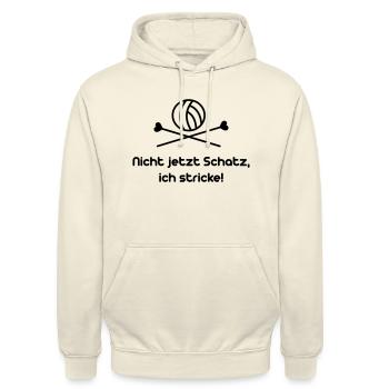 Nicht jetzt Schatz ich stricke - Unisex Hoodie - Vanille-Milchshake - Vorne - Alina (178cm) & Michal (187cm)