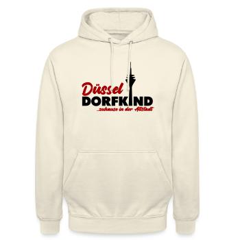 Düsseldorfkind Altstadt - Unisex Hoodie - Vanille-Milchshake - Vorne - Alina (178cm) & Michal (187cm)