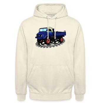 Unimog - Oldtimer - Offroad - Dispositif moteur universel - Sweat-shirt à capuche unisexe - vanille - Devant - Alina (178cm) & Michal (187cm)