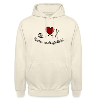 Stricken macht glücklich - Unisex Hoodie - Vanille-Milchshake - Vorne - Alina (178cm) & Michal (187cm)