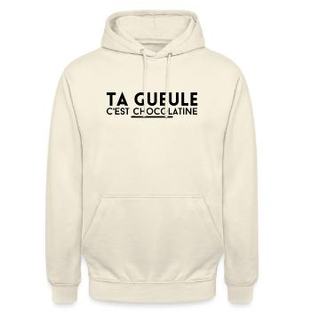 ta gueule c'est chocolatine. t-shirt chocolatine - Sweat-shirt à capuche unisexe - vanille - Devant - Alina (178cm) & Michal (187cm)