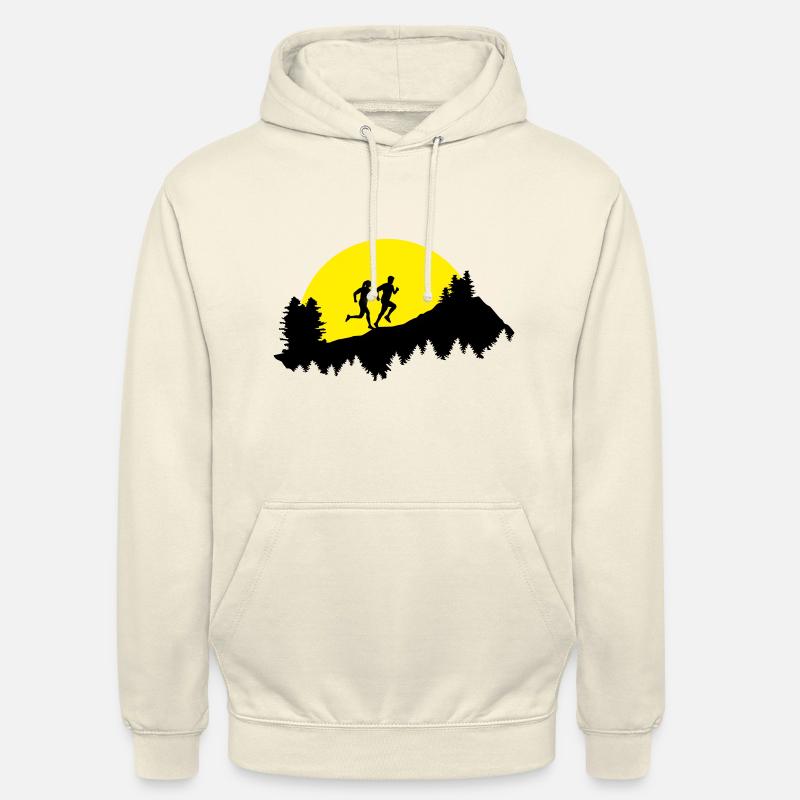 Trail running, Couple - Sweat-shirt à capuche unisexe - vanille