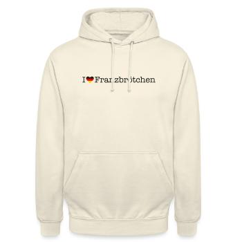I love Franzbrötchen - Unisex Hoodie - Vanille-Milchshake - Vorne - Alina (178cm) & Michal (187cm)