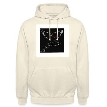 Die Taube des Friedens hat im Flügel geführt - Unisex Hoodie - Vanille-Milchshake - Vorne - Alina (178cm) & Michal (187cm)