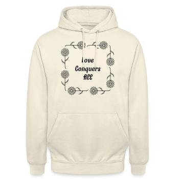 Love conquers everything - Unisex Hoodie - vanilla - Front - Alina (178cm) & Michal (187cm)