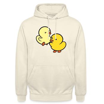 Duckie and Duck: Jumpy - Unisex Hoodie - vanilla - Front - Alina (178cm) & Michal (187cm)