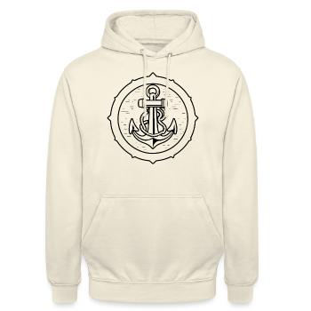 Bateau d’ancre Navire Nautique - Sweat-shirt à capuche unisexe - vanille - Devant - Alina (178cm) & Michal (187cm)