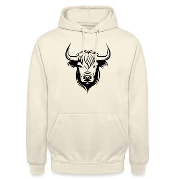 Scottish Highland cow - Unisex Hoodie - vanilla - Front - Alina (178cm) & Michal (187cm)