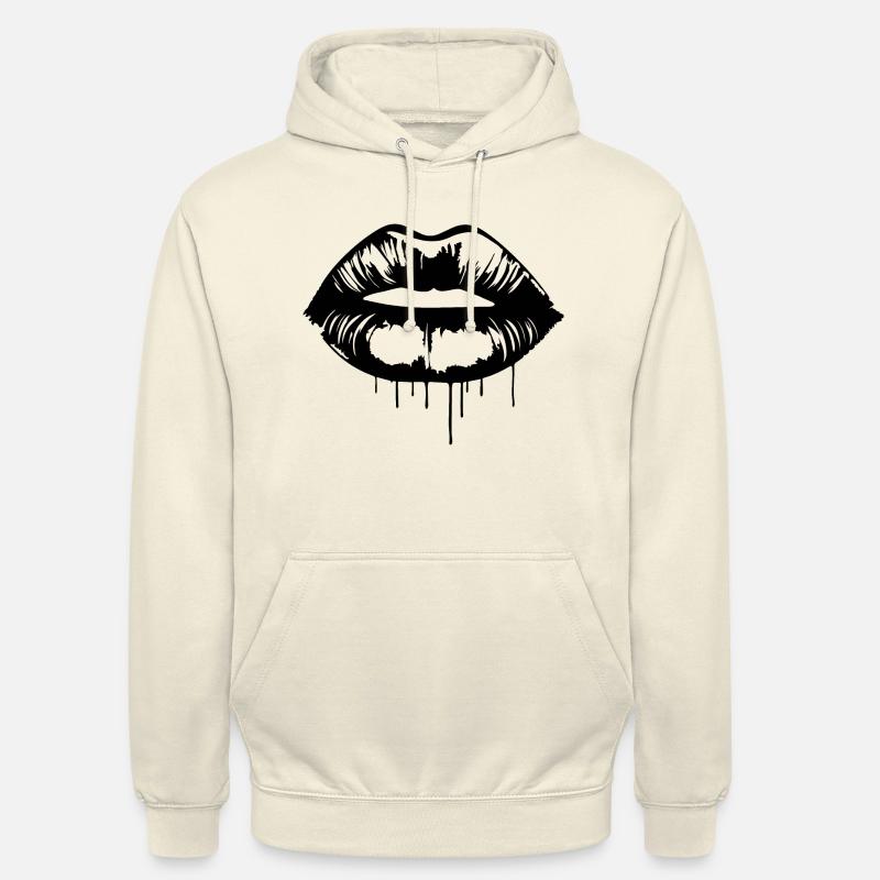 Lèvres, bouche, baisers lèvres - Sweat-shirt à capuche unisexe - vanille