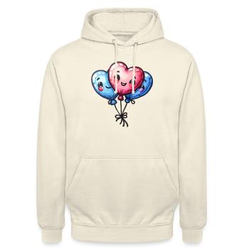 Ballon Herzen auch für Kinder und Geburtstage - Unisex Hoodie - Vanille-Milchshake - Vorne - Alina (178cm) & Michal (187cm)