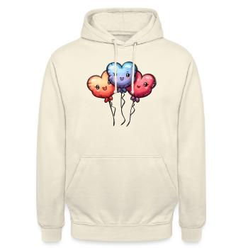 Ballon Herzen auch für Kinder und Geburtstage - Unisex Hoodie - Vanille-Milchshake - Vorne - Alina (178cm) & Michal (187cm)