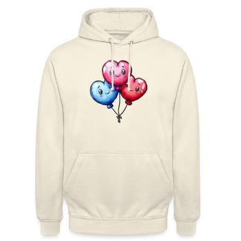 Ballon Herzen auch für Kinder und Geburtstage - Unisex Hoodie - Vanille-Milchshake - Vorne - Alina (178cm) & Michal (187cm)