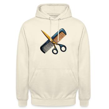 Kamm und Schere - Unisex Hoodie - Vanille-Milchshake - Vorne - Alina (178cm) & Michal (187cm)