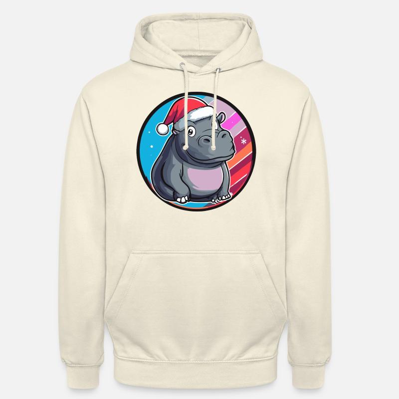Hippopotame animal de Noël - Sweat-shirt à capuche unisexe - vanille