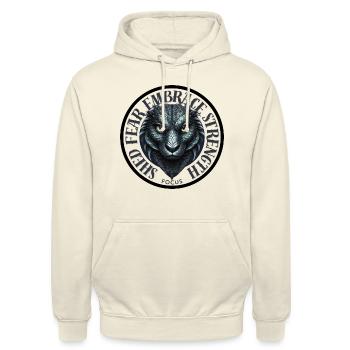 Shed Fear, Embrace Strength - Unisex Hoodie - Vanille-Milchshake - Vorne - Alina (178cm) & Michal (187cm)