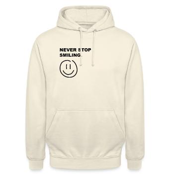 Never stop smiling - Unisex Hoodie - Vanille-Milchshake - Vorne - Alina (178cm) & Michal (187cm)