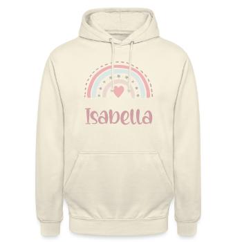 Isabella Name Regenbogen - Unisex Hoodie - Vanille-Milchshake - Vorne - Alina (178cm) & Michal (187cm)
