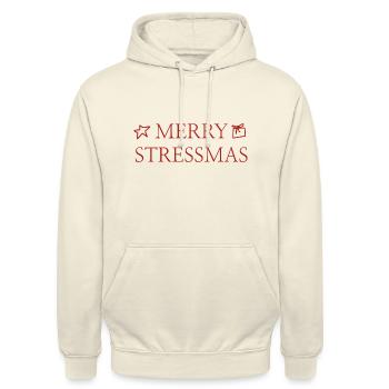 Weihnachtsmotiv - Merry Stressmas - Unisex Hoodie - Vanille-Milchshake - Vorne - Alina (178cm) & Michal (187cm)