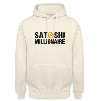 Satoshi Millionaire Kryptowährung Bitcoin - Unisex Hoodie - Vanille-Milchshake - Vorne - Alina (178cm) & Michal (187cm)