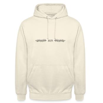 2023 - Jahr - Linie - Jahreswechsel - Unisex Hoodie - Vanille-Milchshake - Vorne - Alina (178cm) & Michal (187cm)
