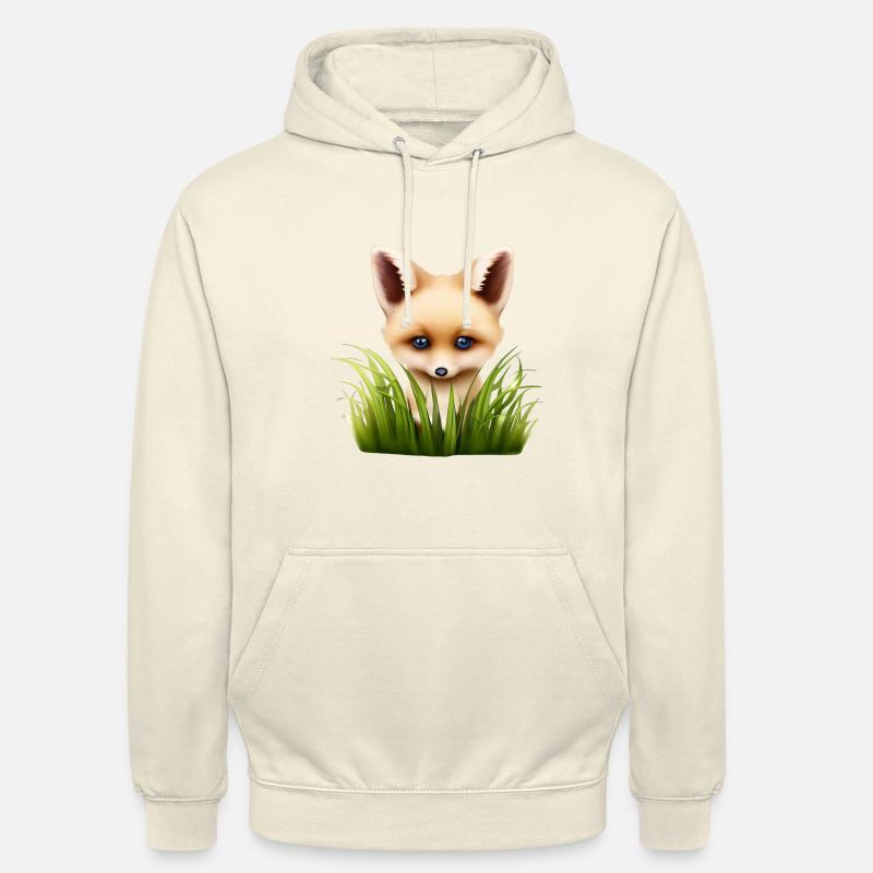 Petit renard caché dans l’herbe - Sweat-shirt à capuche unisexe - vanille