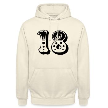 18 - Nombre - Nombre - Sweat-shirt à capuche unisexe - vanille - Devant - Alina (178cm) & Michal (187cm)