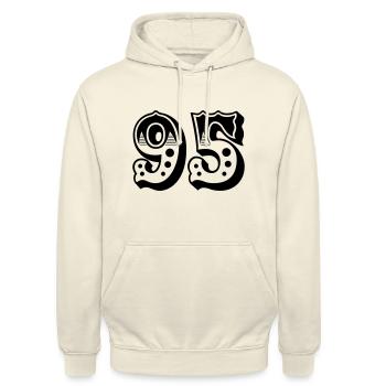 95 - Nombre - Numéro - Sweat-shirt à capuche unisexe - vanille - Devant - Alina (178cm) & Michal (187cm)