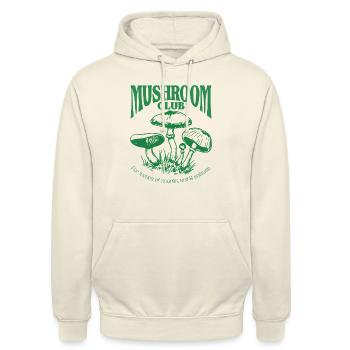 Mushroom Club – Vintage Pilz-Typografie - Unisex Hoodie - Vanille-Milchshake - Vorne - Alina (178cm) & Michal (187cm)
