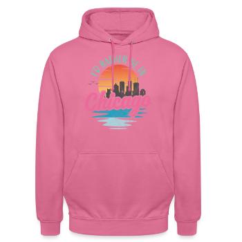 Je préfère être à Chicago - Sweat-shirt à capuche unisexe - rose - Devant - Alina (178cm) & Michal (187cm)