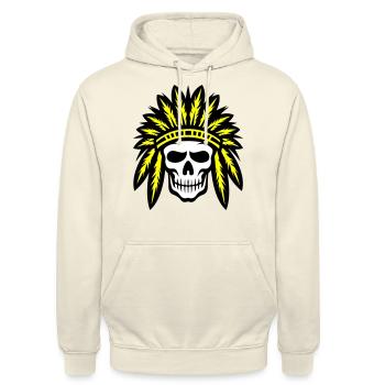 Crâne de chef indien apache - Sweat-shirt à capuche unisexe - vanille - Devant - Alina (178cm) & Michal (187cm)