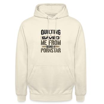 La courtepointe m’a sauvé d’être une courtepointe de pornstar - Sweat-shirt à capuche unisexe - vanille - Devant - Alina (178cm) & Michal (187cm)
