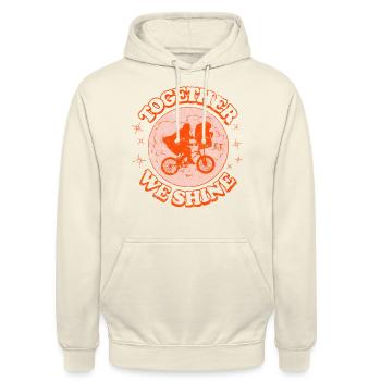 E.T. Der Außerirdische Together We Shine Spruch - Unisex Hoodie - Vanille-Milchshake - Vorne - Alina (178cm) & Michal (187cm)