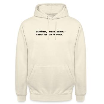 Schwitzen Rennen Airsoft - Unisex Hoodie - Vanille-Milchshake - Vorne - Alina (178cm) & Michal (187cm)