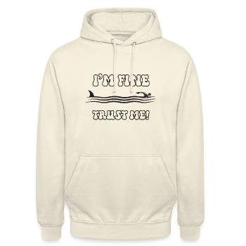 Funny Swimmer I Am Fine Trust Me - Unisex Hoodie - vanilla - Front - Alina (178cm) & Michal (187cm)