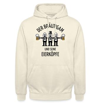 Der Bräutigam Und Seine Eierköpfe (JGA / POS / 3C) - Unisex Hoodie - Vanille-Milchshake - Vorne - Alina (178cm) & Michal (187cm)