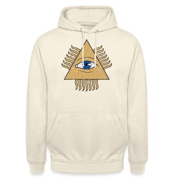 Œil qui voit tout - Triangle pyramidal - Sweat-shirt à capuche unisexe - vanille - Devant - Alina (178cm) & Michal (187cm)