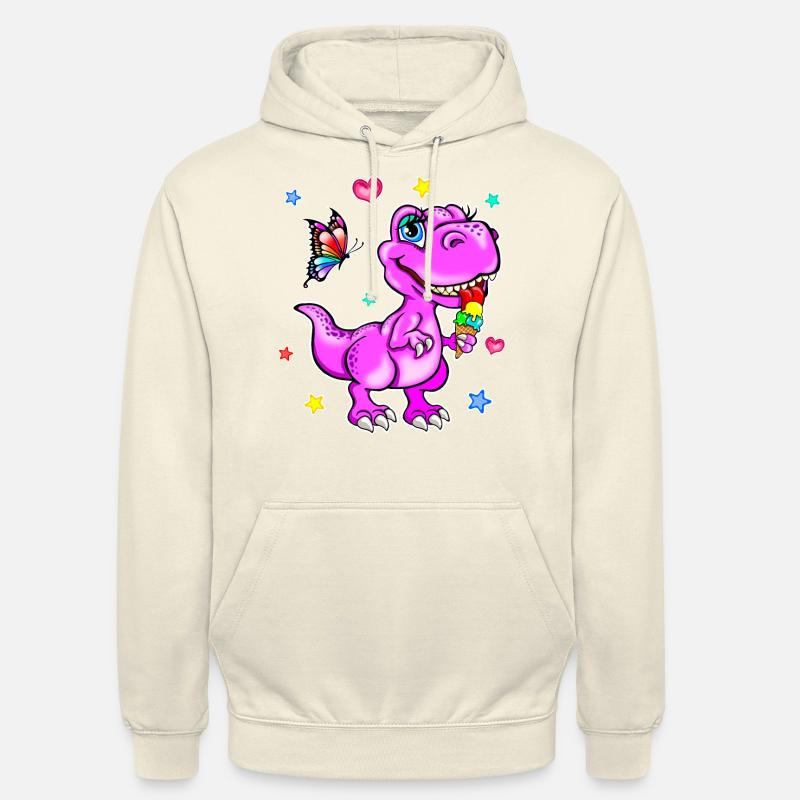 Rosa Dinosaurier mit Eiscreme - Unisex Hoodie - Vanille-Milchshake