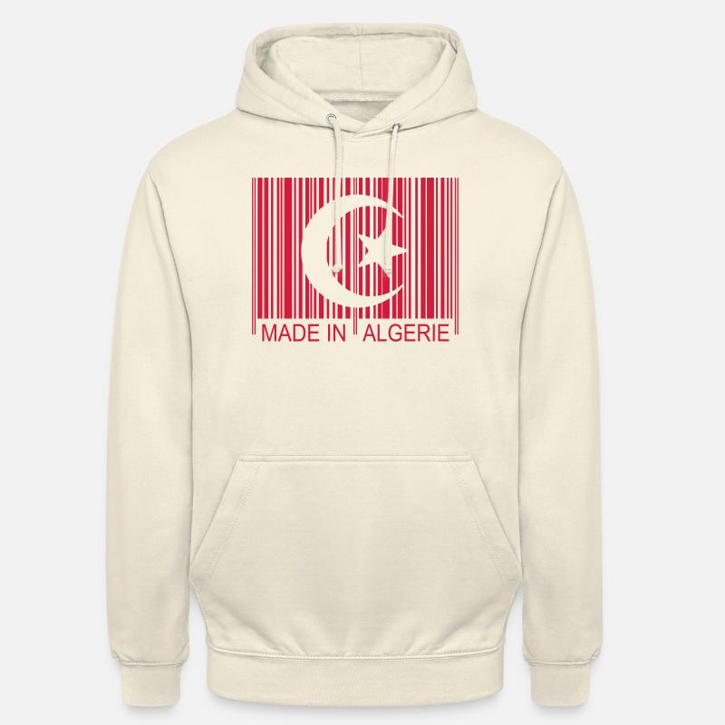 Code barre Made in ALGERIE 1c - Sweat-shirt à capuche unisexe - vanille