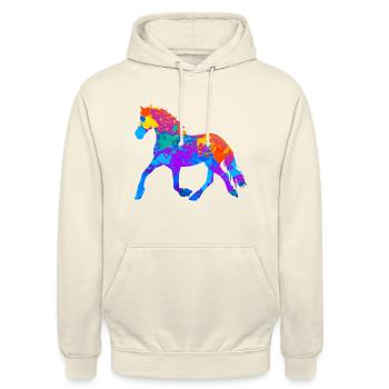 Chevaux Chevaux Sport équestre Filles à cheval - Sweat-shirt à capuche unisexe - vanille - Devant - Alina (178cm) & Michal (187cm)