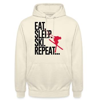 Eat. Sleep. Ski. Repeat... - Unisex Hoodie - Vanille-Milchshake - Vorne - Alina (178cm) & Michal (187cm)