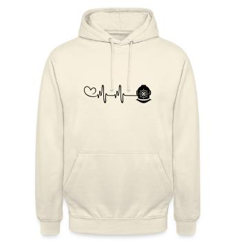 Apnea Diving Pulse Heart - Unisex Hoodie - vanilla - Front - Alina (178cm) & Michal (187cm)