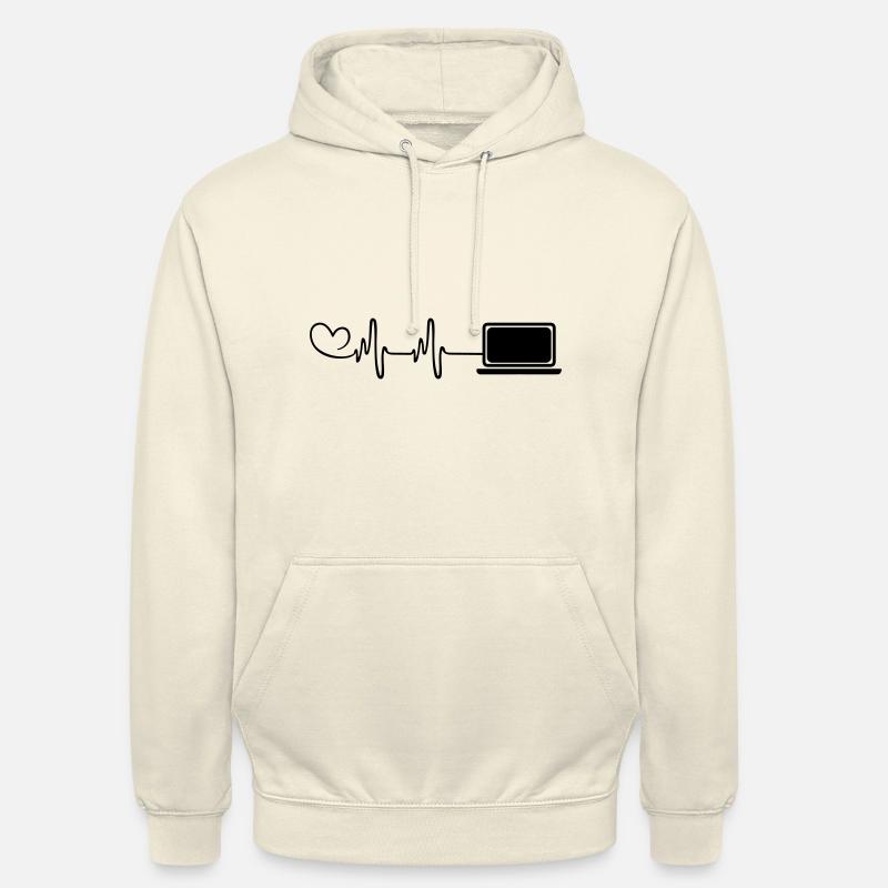 Laptop Heart Pulse Pc Programmer - Unisex Hoodie - vanilla